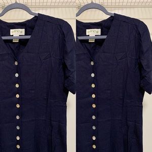 ORVIS Dark Navy Blue Dress LINEN